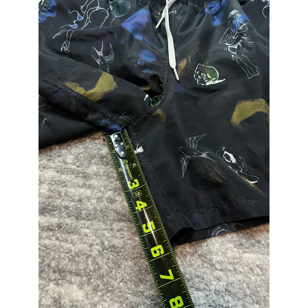 Bather Swim Trunks Mens Medium Black Graphic Print Recycled Skull Board Shorts
